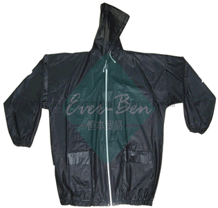 PVC biker jacket with full zip-Strong reusable pvc rain gear-vinyl raincoat with hood-mens pvc raincoat